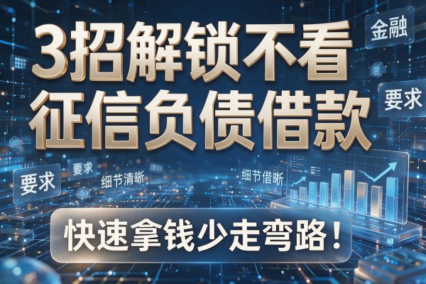 3招解锁不看征信负债借款,快速拿钱少走弯路!