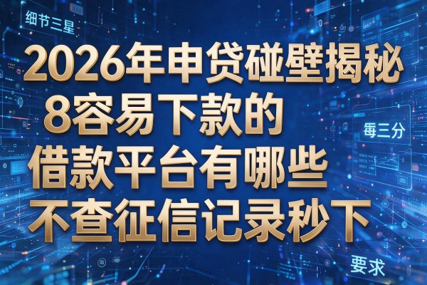 2026年申贷碰壁揭秘8容易下款的借款平台有哪些不查征信记录秒下!