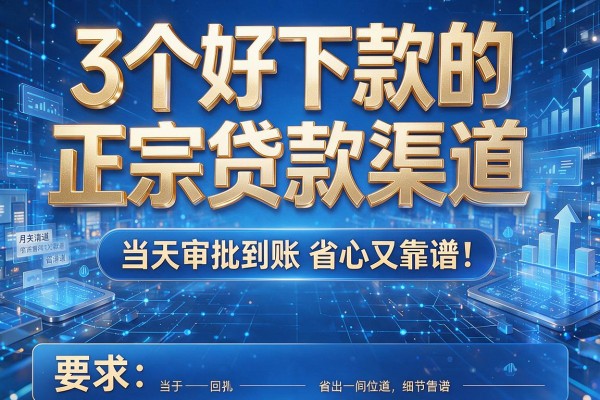 3个好下款的正宗贷款渠道,当天审批到账省心又靠谱!