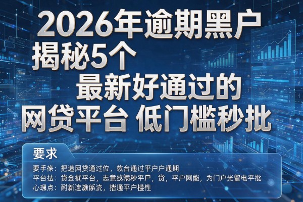 2026年逾期黑户揭秘5个最新好通过的网贷平台低门槛秒批!