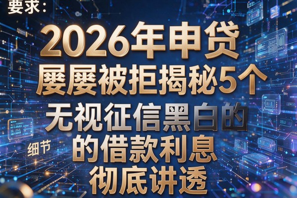 2026年申贷屡屡被拒揭秘5个无视征信黑白的借款利息彻底讲透！
