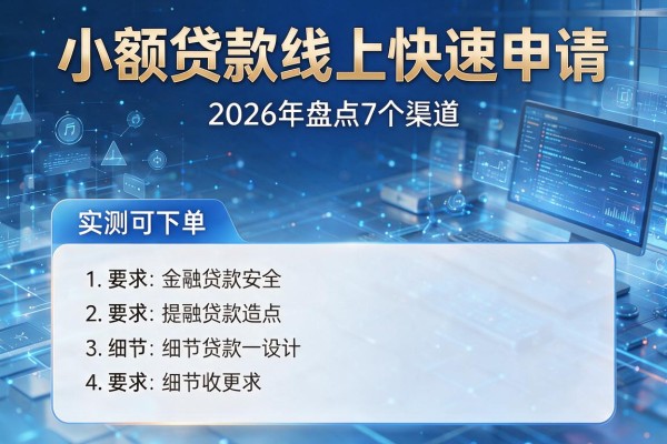 小额贷款线上快速申请 2026年盘点7个渠道 实测可下!