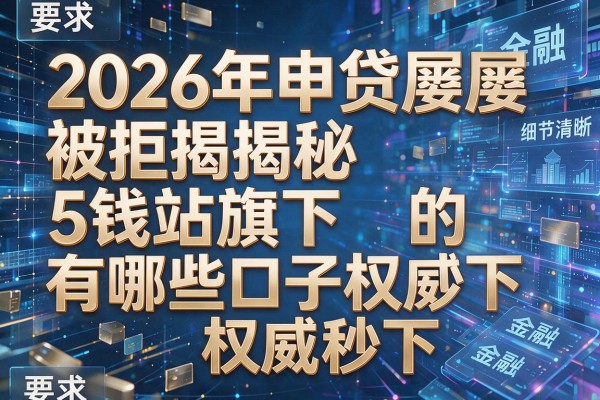 2026年申贷屡屡被拒揭秘5钱站旗下的有哪些口子权威秒下!