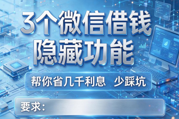 3个微信借钱隐藏功能,帮你省几千利息少踩坑!