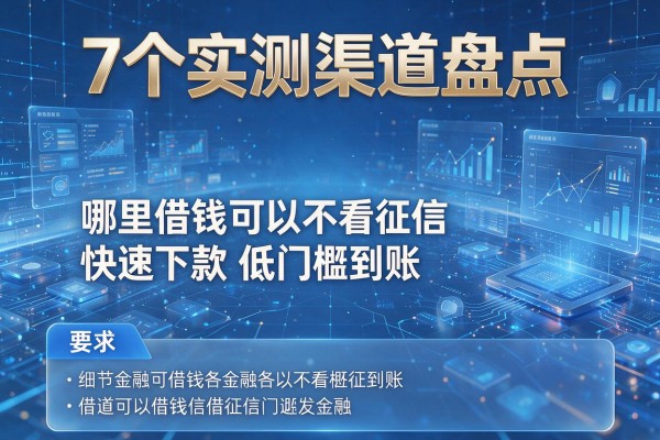 7个实测渠道盘点哪里借钱可以不看征信快速下款低门槛到账！