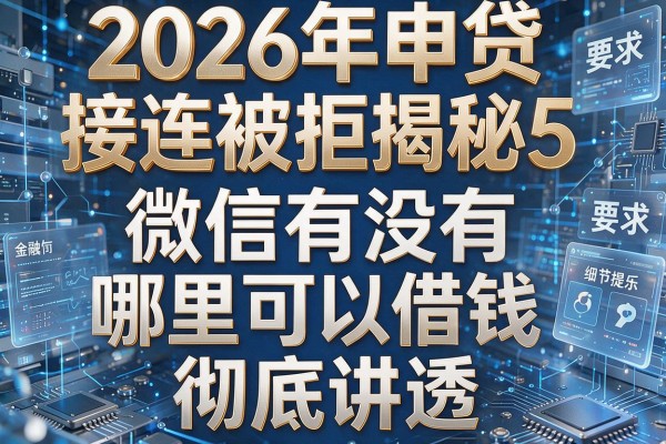 2026年申贷接连被拒揭秘5种微信有没有哪里可以借钱彻底讲透！