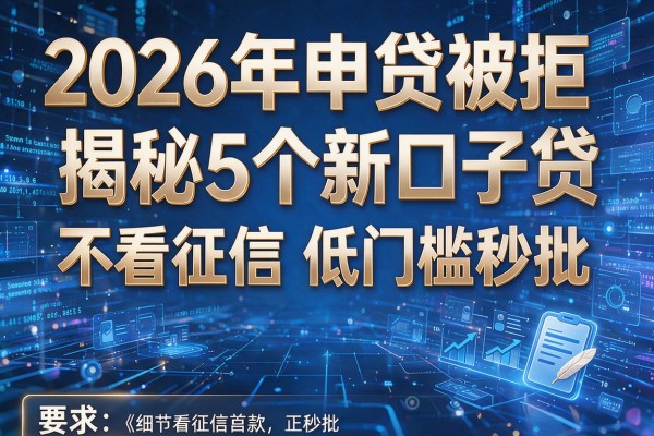 2026年申贷被拒揭秘5个新口子贷款不看征信低门槛秒批!
