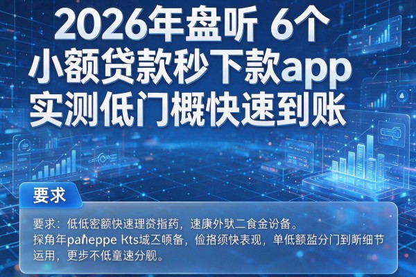 2026年盘点6个小额贷款秒下款app实测低门槛快速到账!