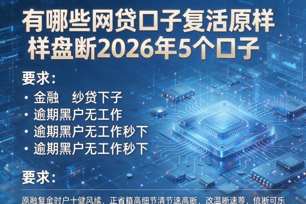 有哪些网贷口子复活原样盘点2026年5个口子 逾期黑户无工作秒下