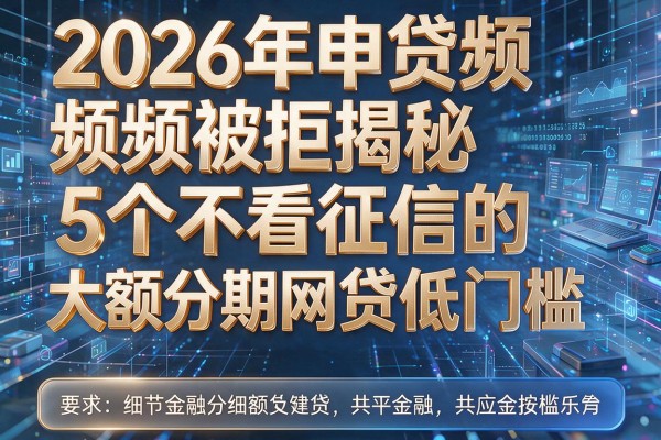 2026年申贷频频被拒揭秘5个不看征信的大额分期网贷低门槛!