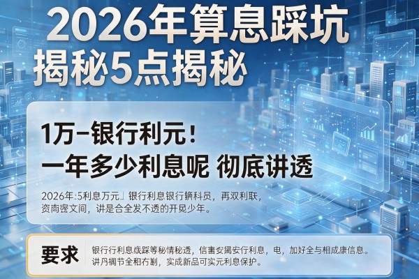 2026年算息踩坑揭秘5点银行利息1万元一年多少利息呢彻底讲透!