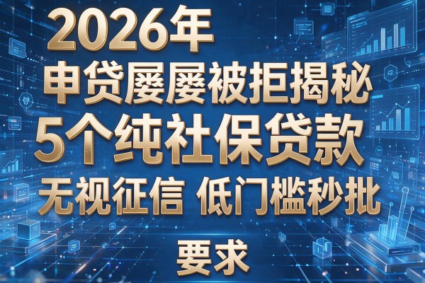 2026年申贷屡屡被拒揭秘5个纯社保贷款无视征信低门槛秒批!