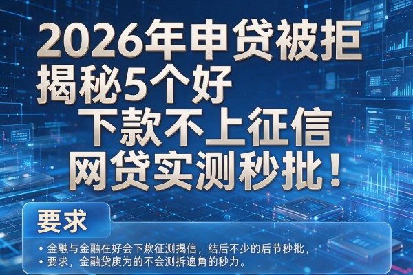 2026年申贷被拒揭秘5个好下款不上征信的网贷实测秒批!