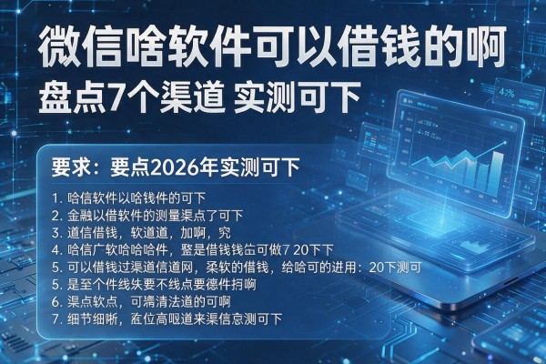 微信啥软件可以借钱的啊 盘点7个渠道2026年实测可下!