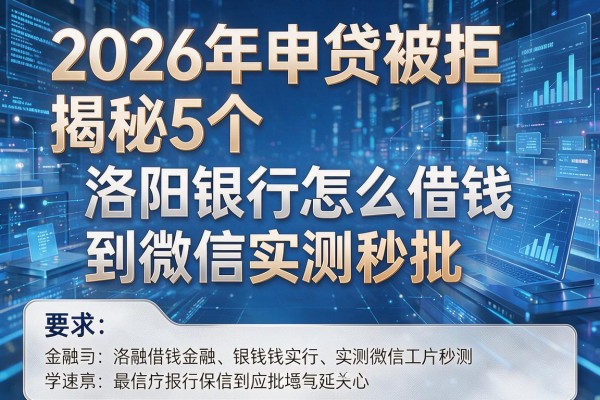 2026年申贷被拒揭秘5个洛阳银行怎么借钱到微信实测秒批!