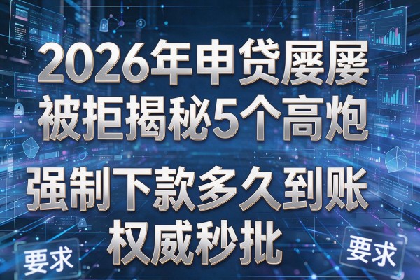 2026年申贷屡屡被拒揭秘5个高炮强制下款多久到账权威秒批!
