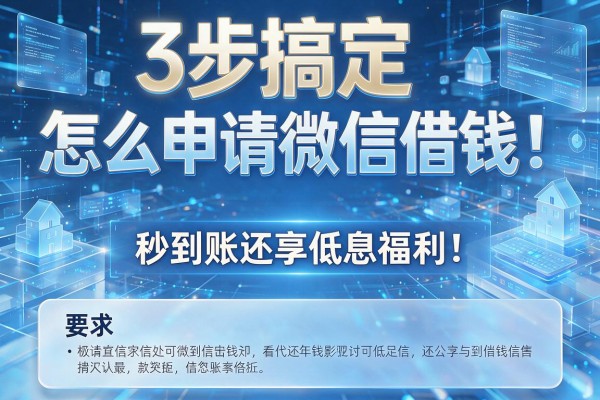 3步搞定怎么申请微信借钱,秒到账还享低息福利!