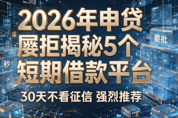 2026年申贷屡拒揭秘5个短期借款平台30天不看征信强烈推荐秒批！