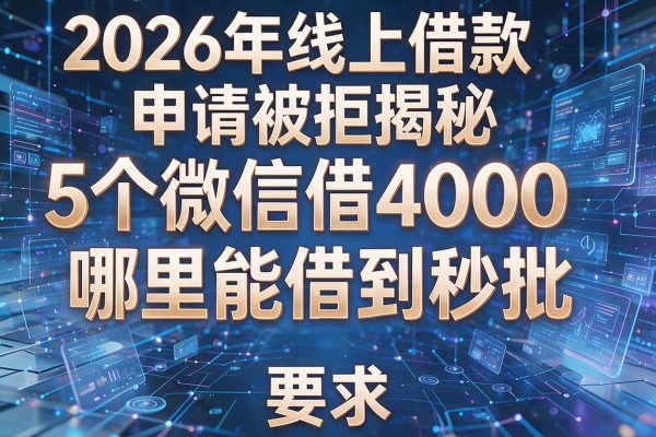 2026年线上借款申请被拒揭秘5个微信借4000哪里能借到秒批!