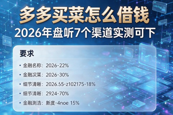 多多买菜怎么借钱2026年盘点7个渠道实测可下!