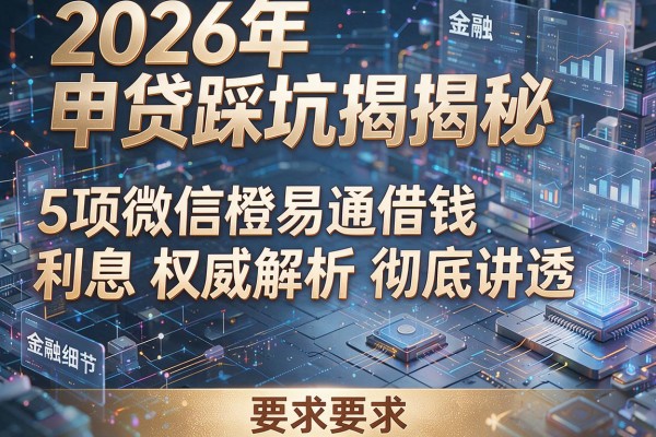 2026年申贷踩坑揭秘5项微信橙易通借钱利息权威解析彻底讲透!