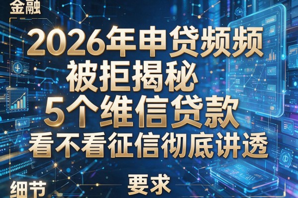 2026年申贷频频被拒揭秘5个维信贷款看不看征信彻底讲透！
