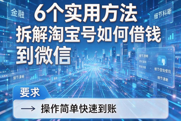 6个实用方法拆解淘宝号如何借钱到微信,操作简单快速到账!