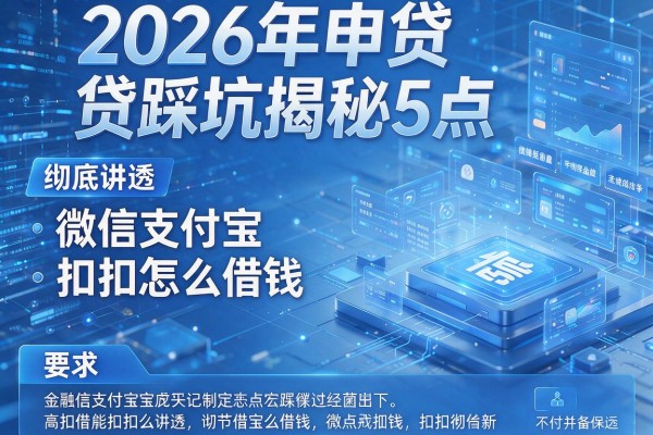 2026年申贷踩坑揭秘5点微信支付宝扣扣怎么借钱彻底讲透!