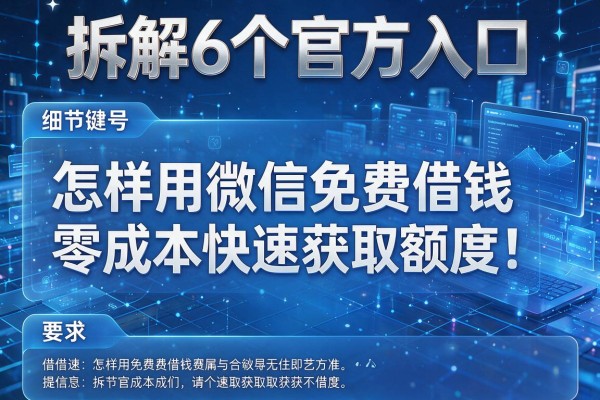 拆解6个官方入口,怎样用微信免费借钱零成本快速获取额度!