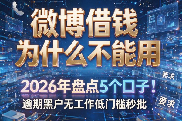 微博借钱为什么不能用 2026年盘点5个口子 逾期黑户无工作低门槛秒批!