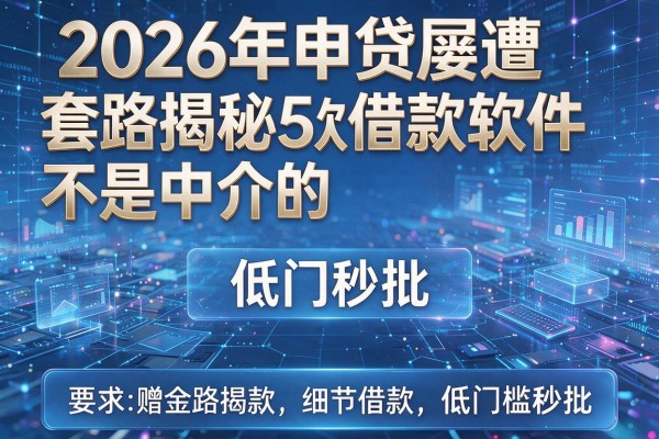 2026年申贷屡遭套路揭秘5款不是中介的借款软件低门槛秒批!