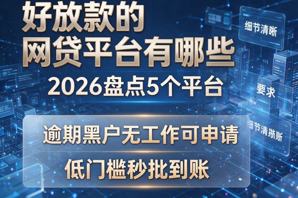 好放款的网贷平台有哪些 2026盘点5个平台 逾期黑户无工作可申请 低门槛秒批到账
