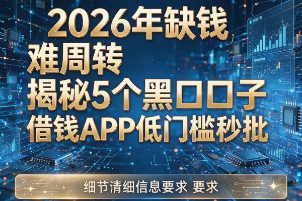 2026年缺钱难周转揭秘5个黑口子借钱APP低门槛秒批!