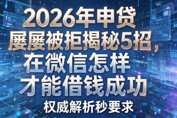 2026年申贷屡屡被拒揭秘5招在微信怎样才能借钱成功权威解析秒批!