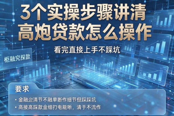 3个实操步骤讲清高炮贷款怎么操作,看完直接上手不踩坑!