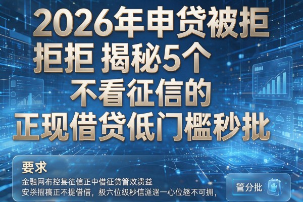 2026年申贷被拒揭秘5个不看征信的正规借贷低门槛秒批！