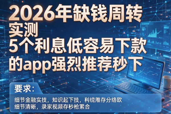 2026年缺钱周转实测5个利息低容易下款的app强烈推荐秒下!