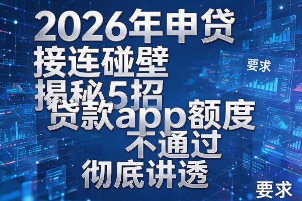2026年申贷接连碰壁揭秘5招贷款app额度不通过彻底讲透!