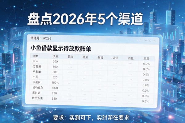 小鱼借款显示待放款账单 盘点2026年5个渠道 实测可下!