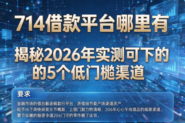 714借款平台哪里有 揭秘2026年实测可下的5个低门槛渠道!