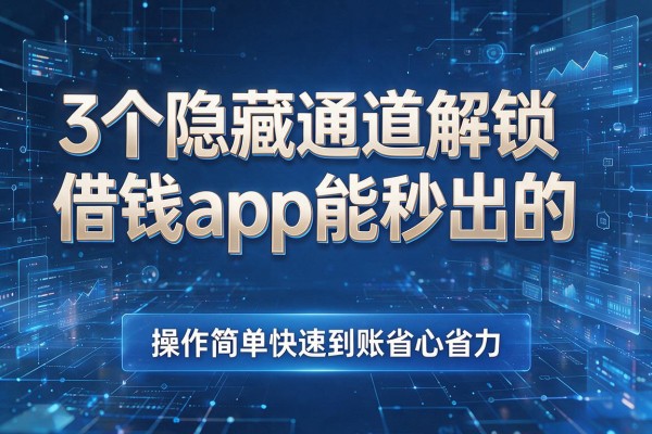 3个隐藏通道解锁借钱app能秒出的,操作简单快速到账省心省力!