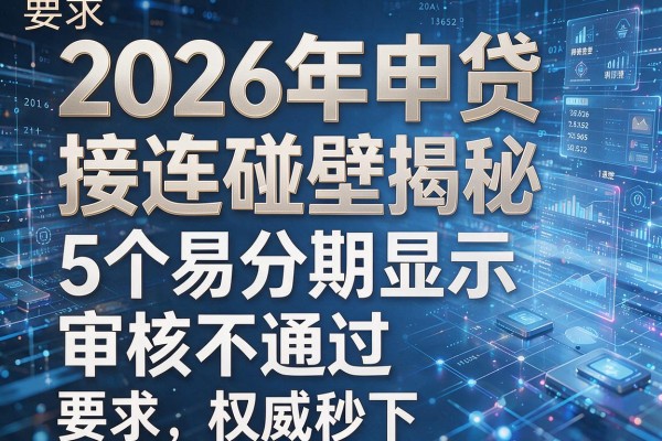 2026年申贷接连碰壁揭秘5个易分期显示审核不通过权威秒下!