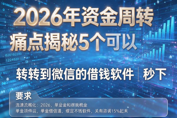 2026年资金周转痛点揭秘5个可以转到微信的借钱软件秒下!
