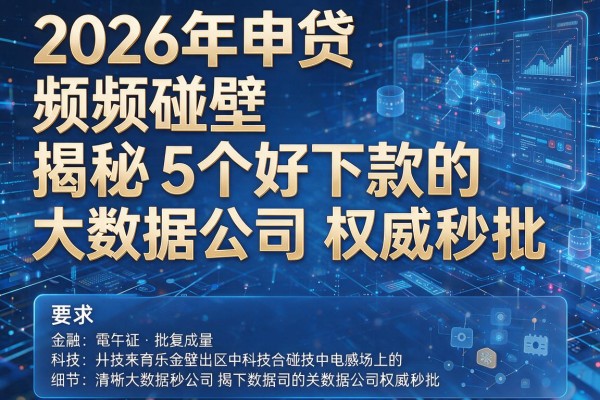 2026年申贷频频碰壁揭秘5个好下款的大数据公司权威秒批!
