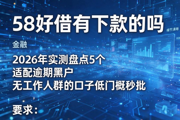 58好借有下款的吗 2026年实测盘点5个适配逾期黑户无工作人群的口子低门槛秒批!