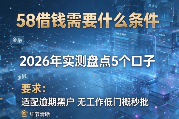 58借钱需要什么条件 2026年实测盘点5个口子 适配逾期黑户无工作低门槛秒批!