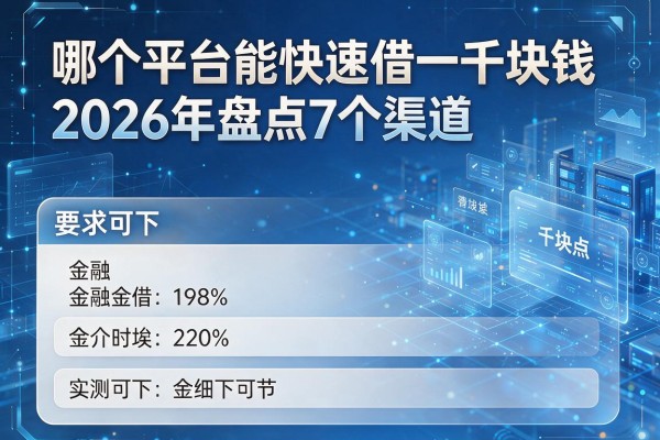 哪个平台能快速借一千块钱2026年盘点7个渠道实测可下!