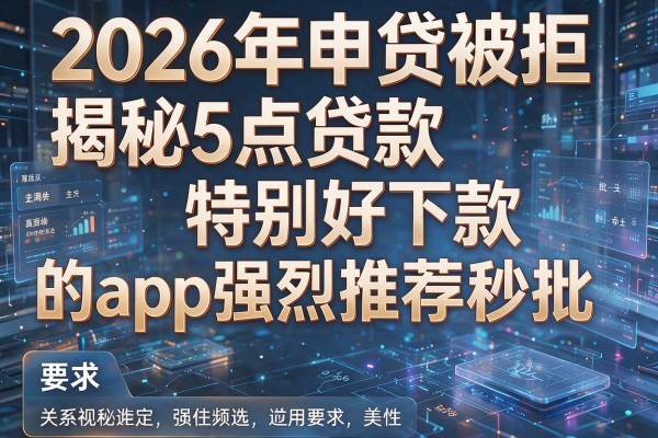 2026年申贷被拒揭秘5点贷款特别好下款的app强烈推荐秒批!