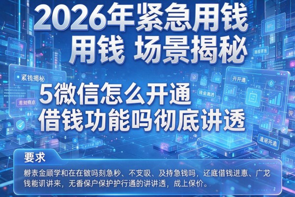 2026年紧急用钱场景揭秘5微信怎么开通借钱功能吗彻底讲透！