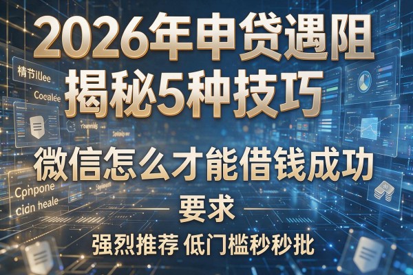 2026年申贷遇阻揭秘5种技巧微信怎么才能借钱成功强烈推荐低门槛秒批!